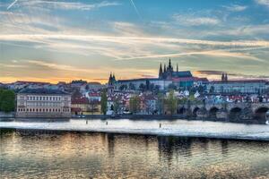 View of Charles bridge over Vltava river and Gradchany Prague C photo