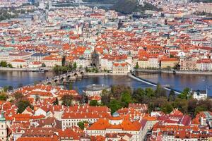 View of Charles Bridge over Vltava river and Old city from Petri photo