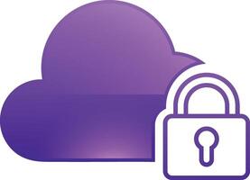 Cloud security icon. Data cloud with lock icon illustration. Internet storage security concept vector