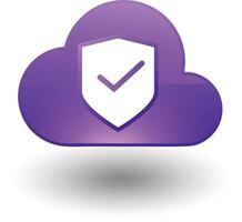 Cloud shield icon with check mark. Internet safety, cloud computing, secure storage, protect data concept vector
