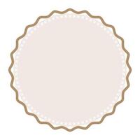 Decorative Light Brown Round Frame Plain Sticker Border with Delicate Details Design vector