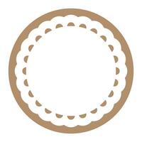 Simple Geometric Light Brown Circle Frame Border Design Decorated With Bold Scalloped Lace Edge vector