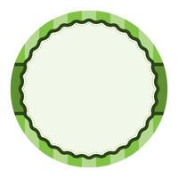 Simple Green Plain Round Circle Background Design With Scalloped Edge And Stripe Ornament vector