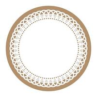 Simple Detailed Light Brown Symmetrical Round Ornamental Lace Circle Blank Frame Border Element vector