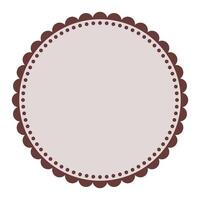 Soft And Simple Dark Brown Colored Blank Circular Sticker Label Element Design with Decorative Border Ornaments vector