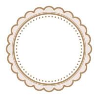 Simple Decorative Scalloped Light Brown Circular Blank Frame Plain Border Design vector