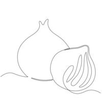 Simple drawing of onions captures their form with a single, continuous line, creating a simple and elegant minimalist artwork. vector