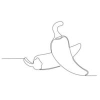 simple continuos line drawing of a chili pepper uses a continuous line to outline its shape, resulting in a simple and modern minimalist artwork. Suitable for food illustration theme vector