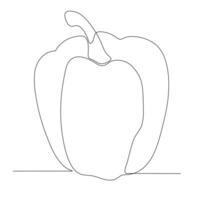 single line drawing of a bell pepper uses a single, continuous line to outline its shape, creating a clean and minimalist piece of art. vector