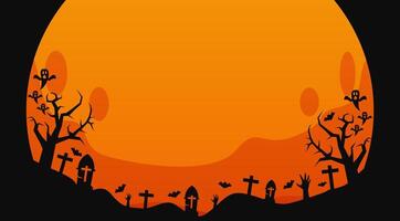 halloween background with full moon and tombstones vector