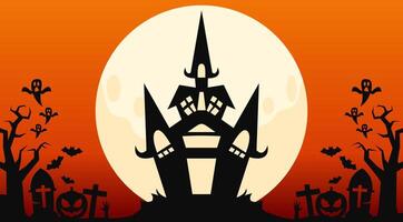 halloween background with full moon and tombstones vector
