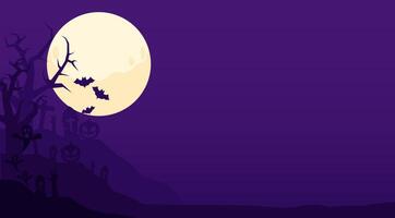 halloween background with full moon and tombstones vector