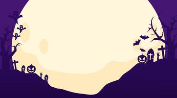 halloween background with full moon and tombstones vector
