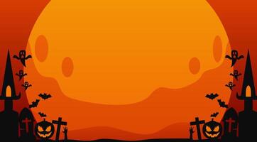 halloween background with full moon and tombstones vector