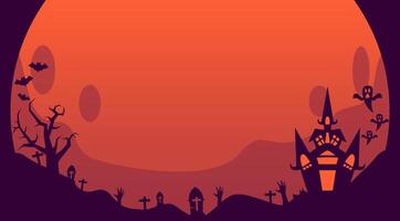 halloween background with full moon and tombstones vector