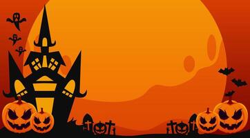 halloween background with full moon and tombstones vector