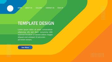 a colorful web page template design with a blue, green and orange background vector