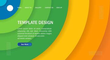 a colorful web page design with a circle shape vector