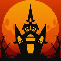 halloween house with spooky castle in the background vector