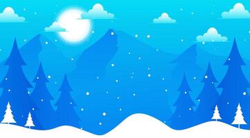 Christmas and New Year Themed Background with mountains and trees vector