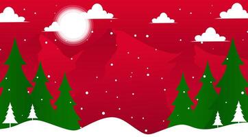 Christmas and New Year Themed Background with mountains and trees vector