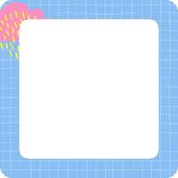 Blue chequered memo card with abstract shapes template. vector