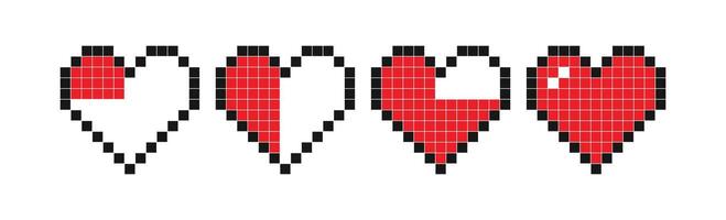 heart pixel art grid vector