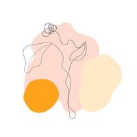 Continuous one simple single abstract line drawing flower icon in silhouette on a white background. Linear stylized. vector