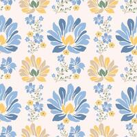 Ikat colorful floral pattern. Ikat whimsical all over flowers seamless pattern. Watercolor ikat floral pattern use for fabric, textile, home decoration elements, upholstery, wrapping, etc. vector