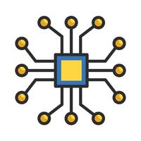 microchip and connections icon vector