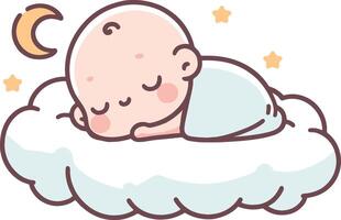 Sleeping Baby on Cloud Illustration vector