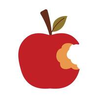 red apple with bite mark illustration vector