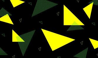 abstract black background with green yellow triangle vector