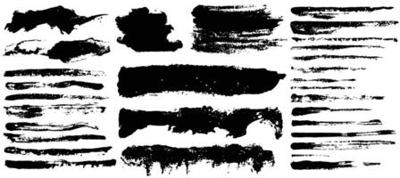 Ink artistic bush strokes. Paintbrush set. Grunge design elements. Long text boxes. Dirty banners texture, dry brushes lines. vector