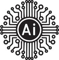 A single AI chip icon, surrounded by circuit designs vector