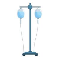 Medical dropper standing on a tripod with two reservoirs filled with saline solution vector