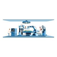 Medical team performing surgery using modern surgical robots in operating room vector