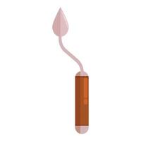 Palette knife with wooden handle for painting spreading material on canvas vector