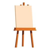 Wooden easel with blank canvas standing on white background vector