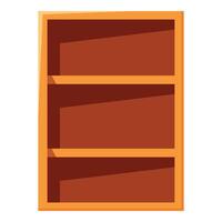 Empty wooden bookcase with three shelves standing upright vector