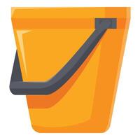 Empty orange plastic bucket with black handle standing upright vector