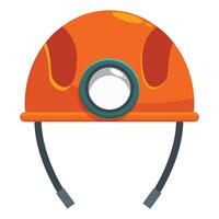 Orange miner helmet with headlamp for working in mine vector