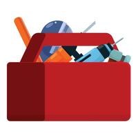 Red toolbox overflowing with tools for construction and repair vector