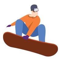 Snowboarder is making a figure during a jump in the air vector