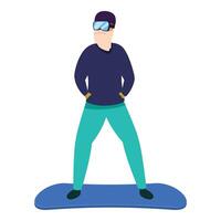 Snowboarder standing with hands in pockets wearing goggles vector