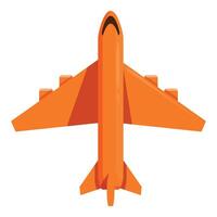 Orange airplane flying in a clear sky vector