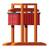 Container terminal gantry crane lifting cargo container vector