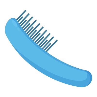 Blue hairbrush lying on white background for hairdressing