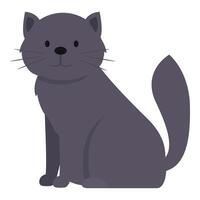 Cute grey cat sitting calmly with tail raised vector