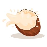 Fresh coconut milk splashing from cracked tropical fruit vector